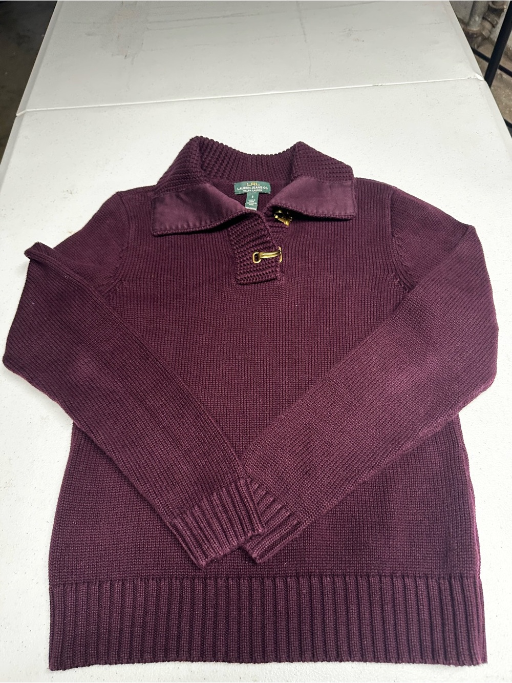 Ralph Lauren Y2K Women’s Deep Burgundy Zip-Toggle Knit Sweater
